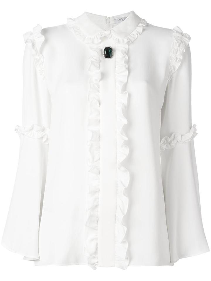 Vivetta Ruffle Detail Shirt, Women's, Size: 42, White, Viscose