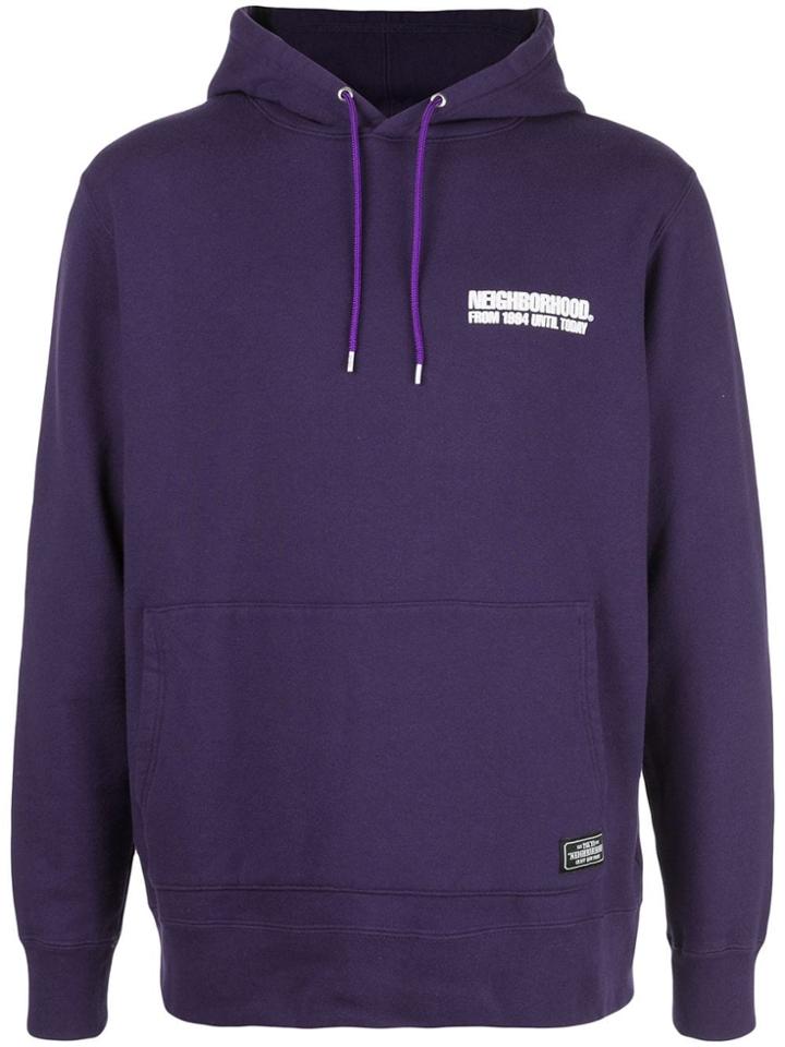 Neighborhood Logo Drawstring Hoodie - Purple