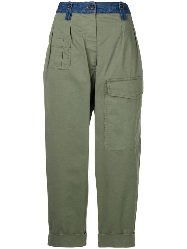 Nº21 Denim Waistband Trousers - Green