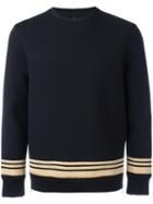Neil Barrett Striped Hem Sweatshirt, Men's, Size: Xs, Black, Polyurethane/cotton/lyocell