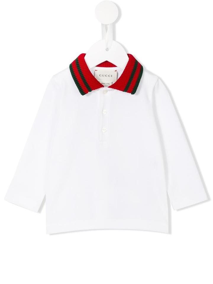 Gucci Kids - Web Collar Polo Shirt - Kids - Cotton/spandex/elastane - 6-9 Mth, White