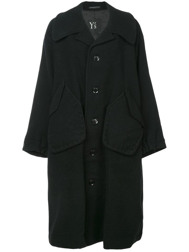 Y's Single Breasted Midi Coat - Black