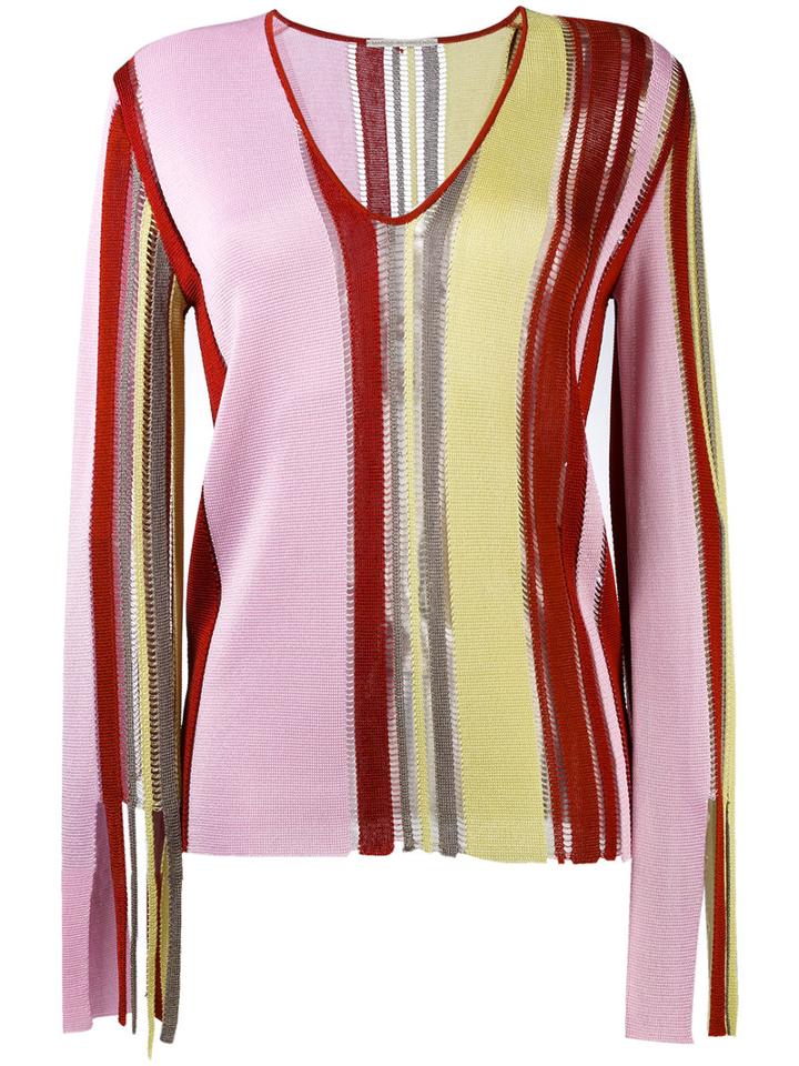 Marco De Vincenzo - Striped Knitted Top - Women - Viscose - 46, Pink/purple, Viscose