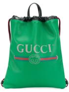 Gucci Logo Drawstring Backpack - Green