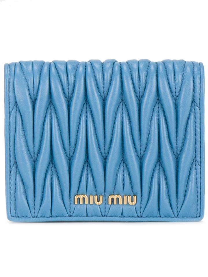 Miu Miu Blue Small Matelassé Logo Purse