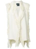 Lanvin Fringed Boho Style Vest, Women's, Size: 42, White, Polyamide/wool