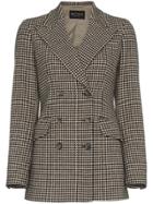 Etro Double Breasted Houndstooth Wool Blazer - Black