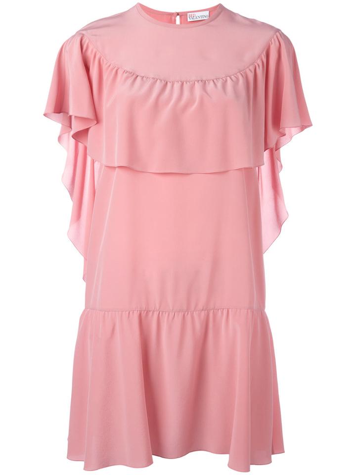 Red Valentino Ruffle Detail Dress, Women's, Size: 42, Pink/purple, Silk