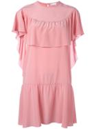 Red Valentino Ruffle Detail Dress, Women's, Size: 42, Pink/purple, Silk