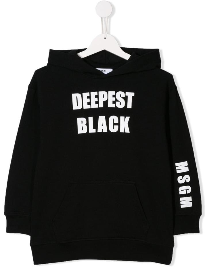 Msgm Kids 'deepest Black' Hoodie