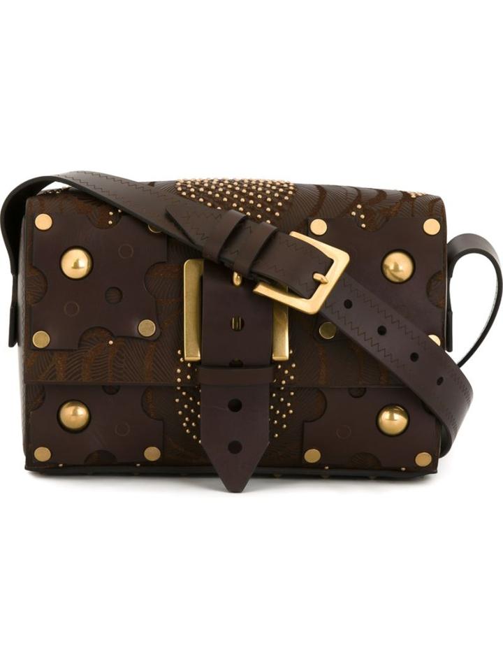 Valentino Garavani Studded Shoulder Bag, Women's, Brown, Calf Leather/metal