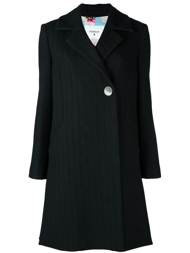 Dondup Single Breasted Coat, Women's, Size: 40, Black, Polyester/wool