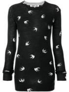 Mcq Alexander Mcqueen Swallow Print Fine Knit Sweater - Black