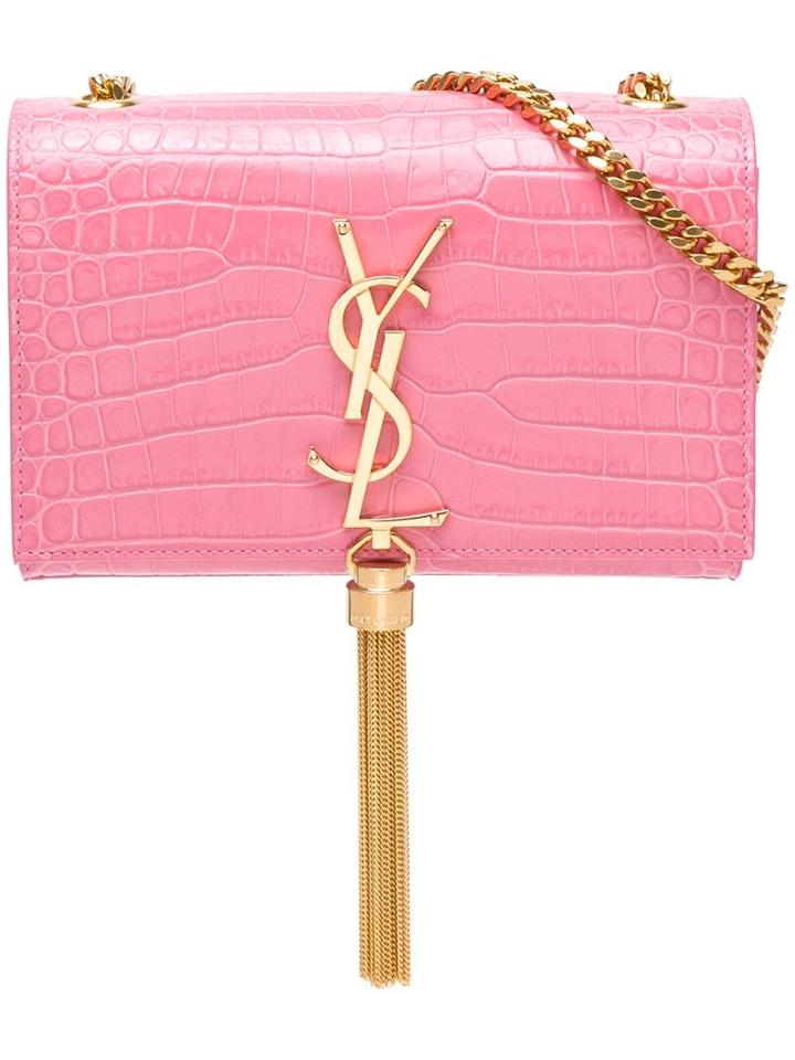 Saint Laurent Small 'kate Monogram' Shoulder Bag, Women's, Pink/purple