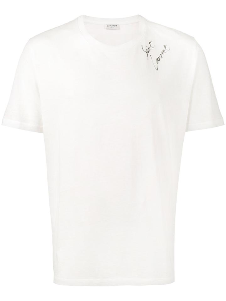 Saint Laurent Signature Logo T-shirt - White