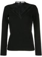 Sandro Paris Fitted Lace-detail Top - Black