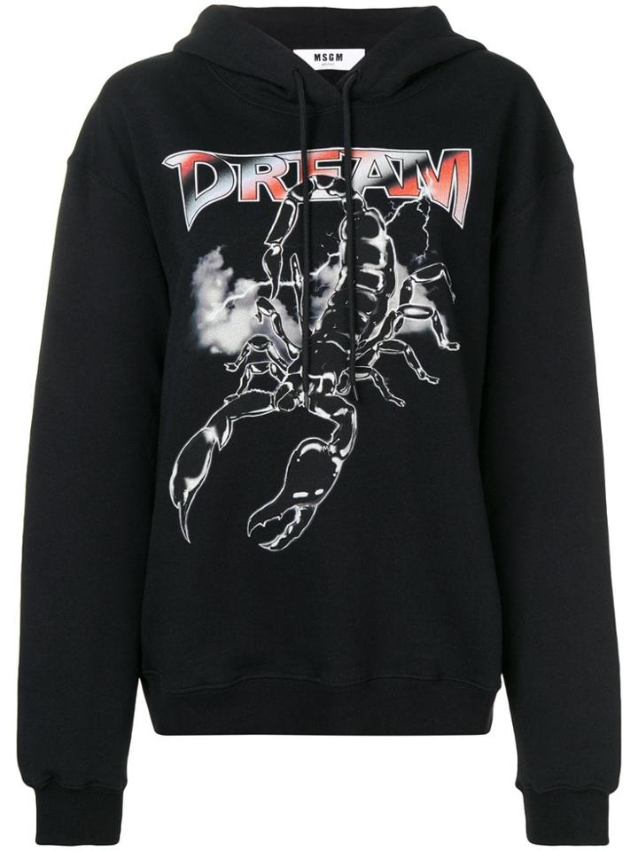 Msgm Dream Scorpio Print Hoodie - Black