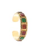 Chanel Pre-owned Stones Embossed Cuff - Gold