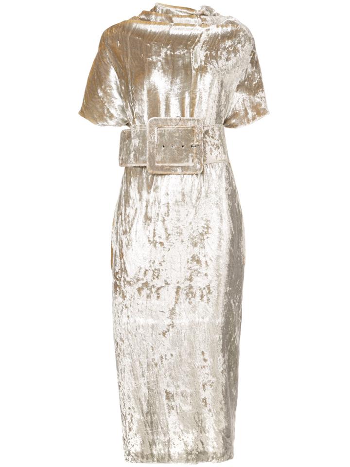 Maison Margiela Belted Velvet Midi Dress - Metallic