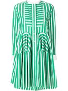 Maison Rabih Kayrouz Pleated Striped Shirt Dress - Green
