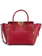 Valentino 'rolling Rockstud' Trapeze Tote, Women's, Red