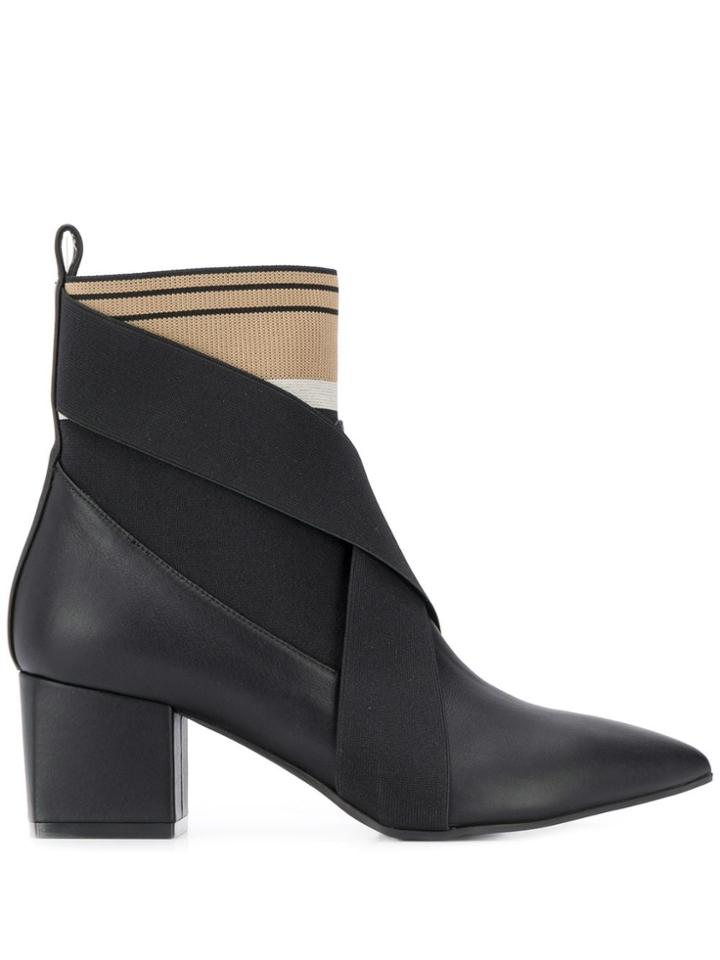 Pollini Sock-cuff Ankle Boots - Black