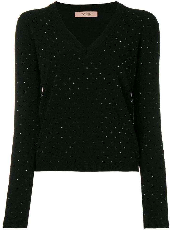 Twin-set Crystal-embellished Sweater - Black