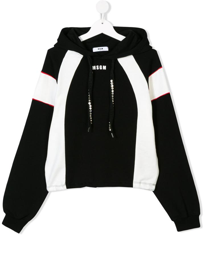 Msgm Kids Colour Block Hoodie - Black
