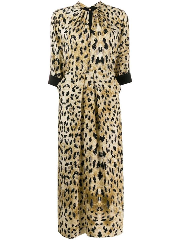 Prada Animal Print Midi Dress - Neutrals
