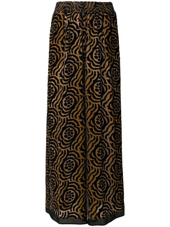 Stefano Mortari Floral Print Palazzo Pants - Brown