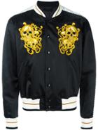 Alexander Mcqueen Skull Embroidered Bomber Jacket - Black