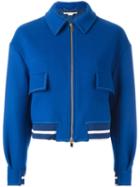 Stella Mccartney Classic Cropped Bomber Jacket, Women's, Size: 38, Blue, Viscose/cotton/polyamide/wool
