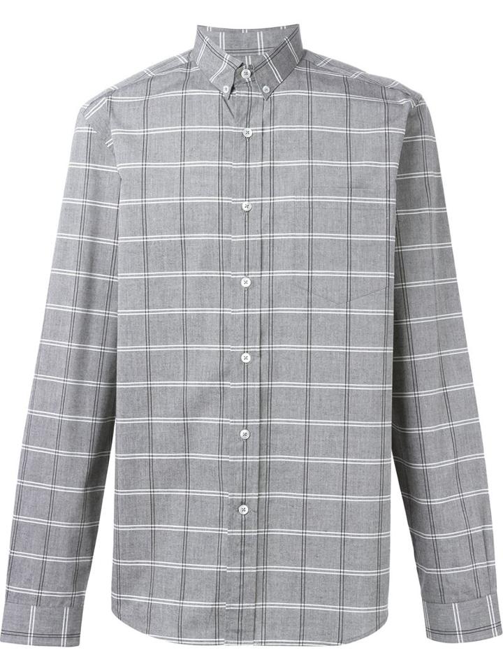 Ami Alexandre Mattiussi Checked Shirt, Men's, Size: 42, Grey, Cotton