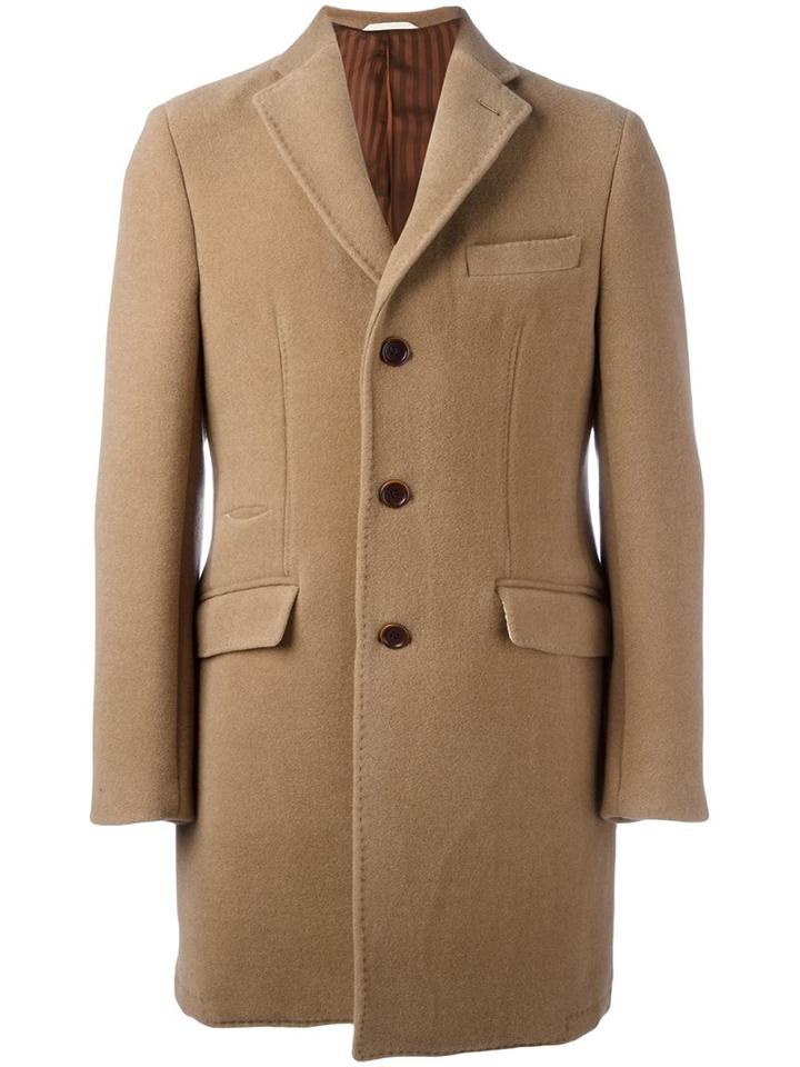 Al Duca D'aosta 1902 Buttoned Mid-length Coat, Men's, Size: 50, Nude/neutrals, Acetate/viscose/cashmere/wool