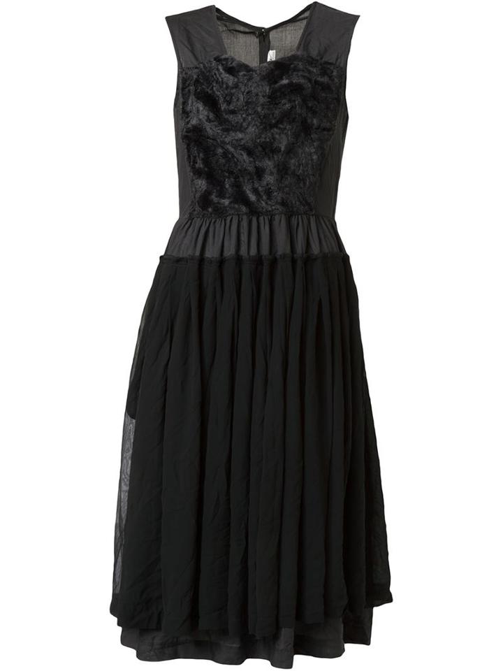Comme Des Garçons Faux Fur Panel Flared Dress