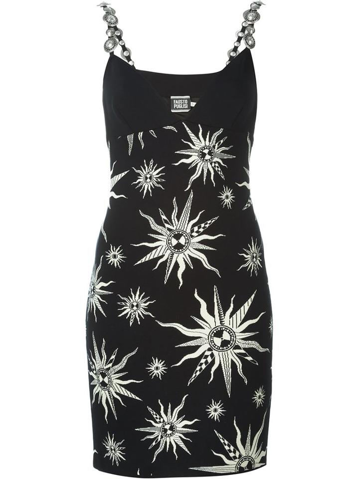 Fausto Puglisi Embellished Strap Sun Intarsia Dress
