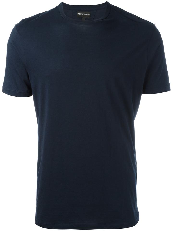 Emporio Armani Plain T-shirt, Men's, Size: Small, Blue, Cotton