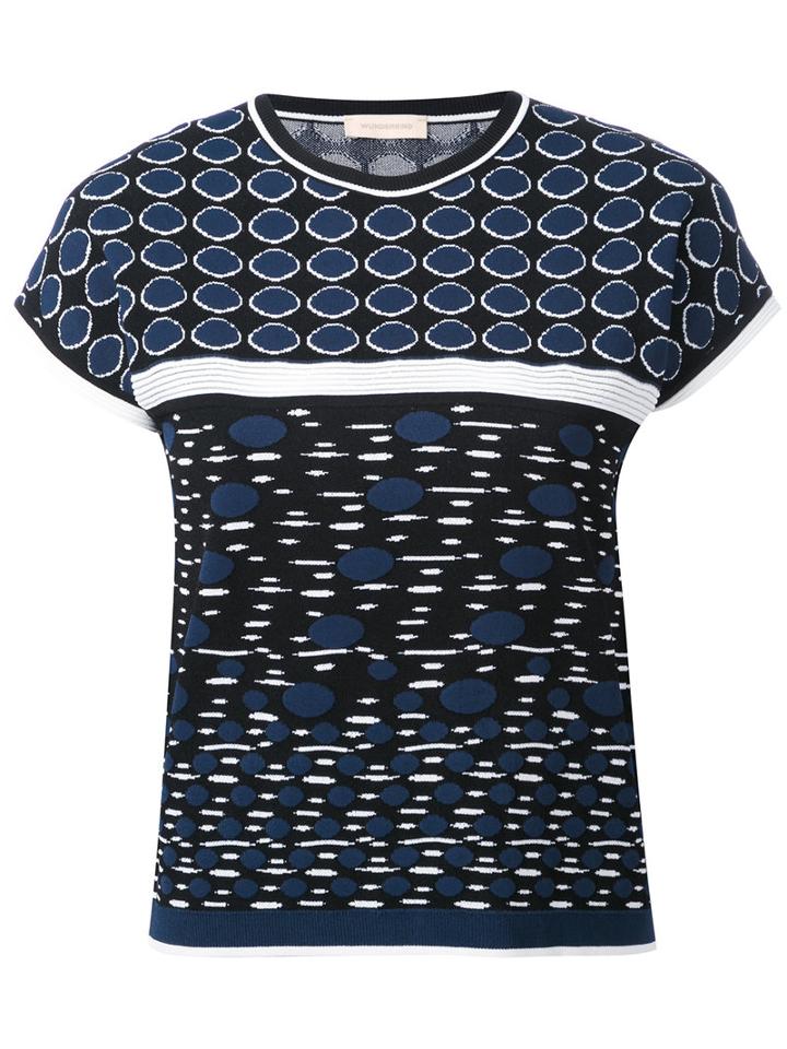 Wunderkind - Patterned Knitted T-shirt - Women - Polyamide/viscose - M, Blue, Polyamide/viscose