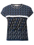 Wunderkind - Patterned Knitted T-shirt - Women - Polyamide/viscose - M, Blue, Polyamide/viscose