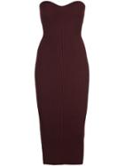 Khaite Ribbed Strapless Fitted Dress - Red