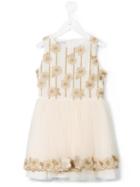 I Pinco Pallino Floral Embroidered Dress, Girl's, Size: 10 Yrs, Nude/neutrals