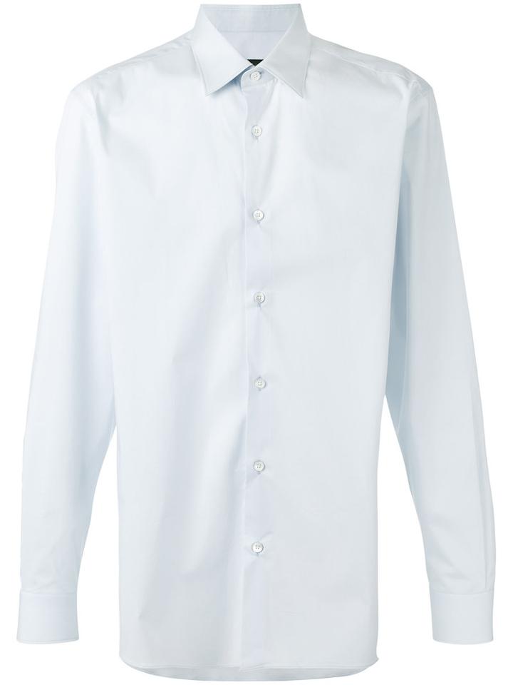 Z Zegna Classic Shirt, Men's, Size: 44, Blue, Cotton/spandex/elastane