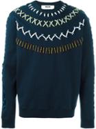 Msgm Embellished Sweatshirt, Men's, Size: S, Blue, Cotton