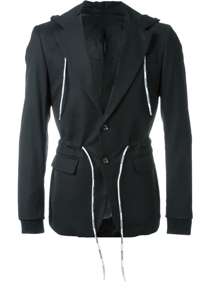 Moschino Drawstring Waist Blazer, Men's, Size: 48, Black, Viscose/spandex/elastane/polyamide