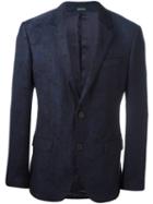 Alexander Mcqueen Skull Jacquard Blazer, Men's, Size: 50, Blue, Viscose/virgin Wool