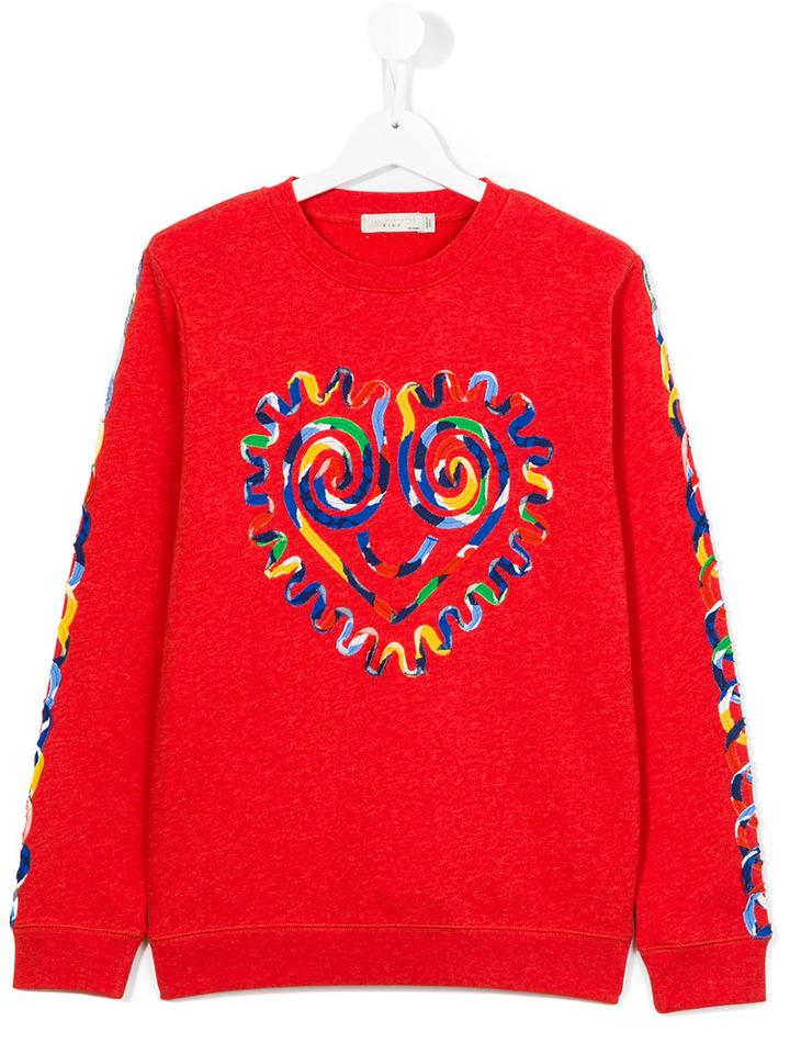 Stella Mccartney Kids Heart Print Sweatshirt, Girl's, Size: 14 Yrs, Red