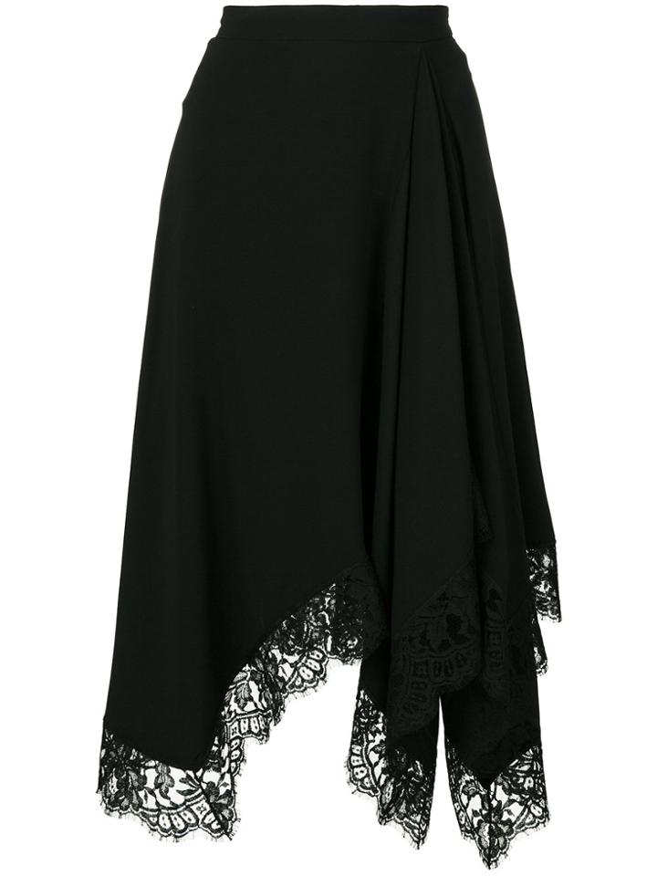 Givenchy Lace Trim Asymmetric Skirt - Black