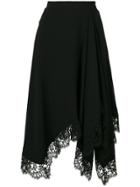 Givenchy Lace Trim Asymmetric Skirt - Black