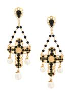 Dolce & Gabbana Cross Chandelier Earrings - Metallic