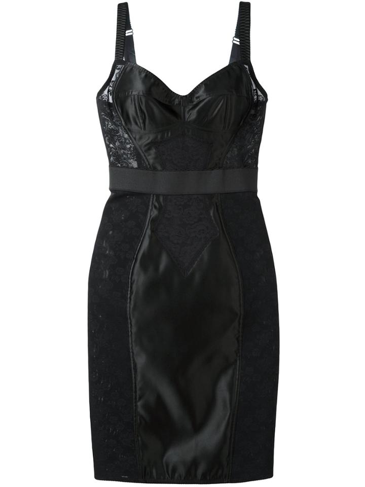 Dolce & Gabbana Lace Panel Bustier Dress - Black
